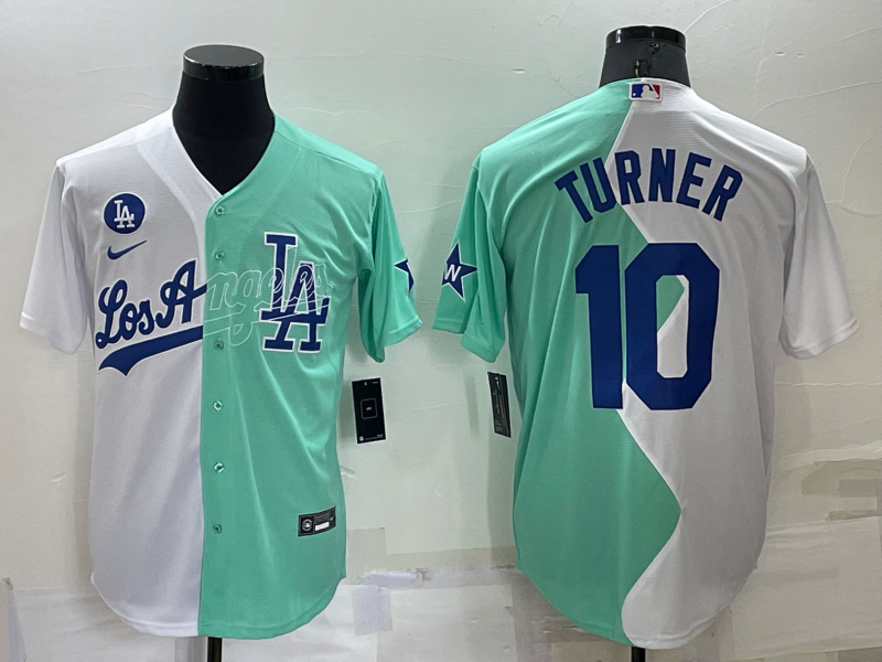 Men's Los Angeles Dodgers Justin Turner #10 White/Green Baseball Jersey